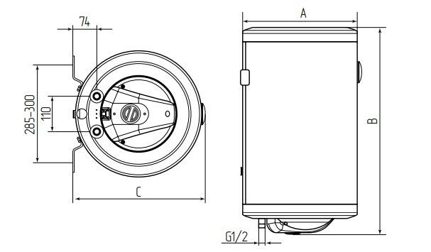 Электрический накопительный водонагреватель Metalac HEATLEADER MB 120 INOX R