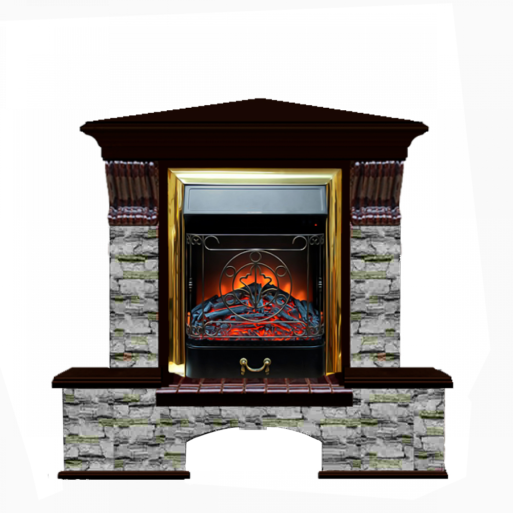 Каминокомплект Glenrich Бостон К угловой (Fobos brass) венге