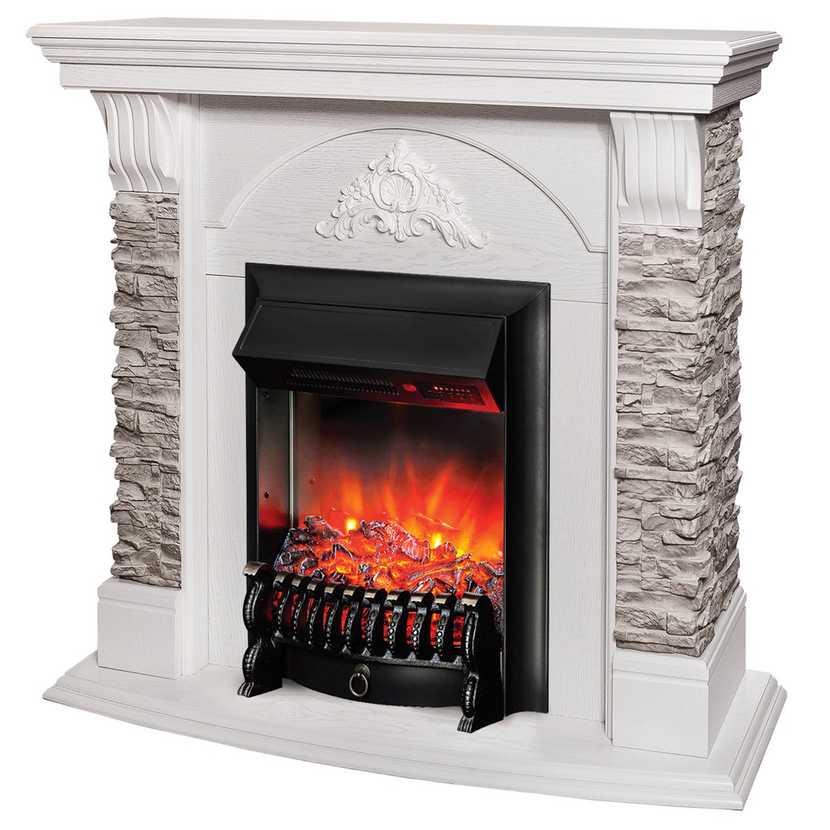 Электрокамин RealFlame Athena GR WT с очагом Fobos Lux Black RC