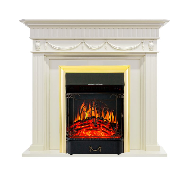 Каминокомплект Royal Flame  Corfu - Слоновая кость с очагом Majestic FX Brass