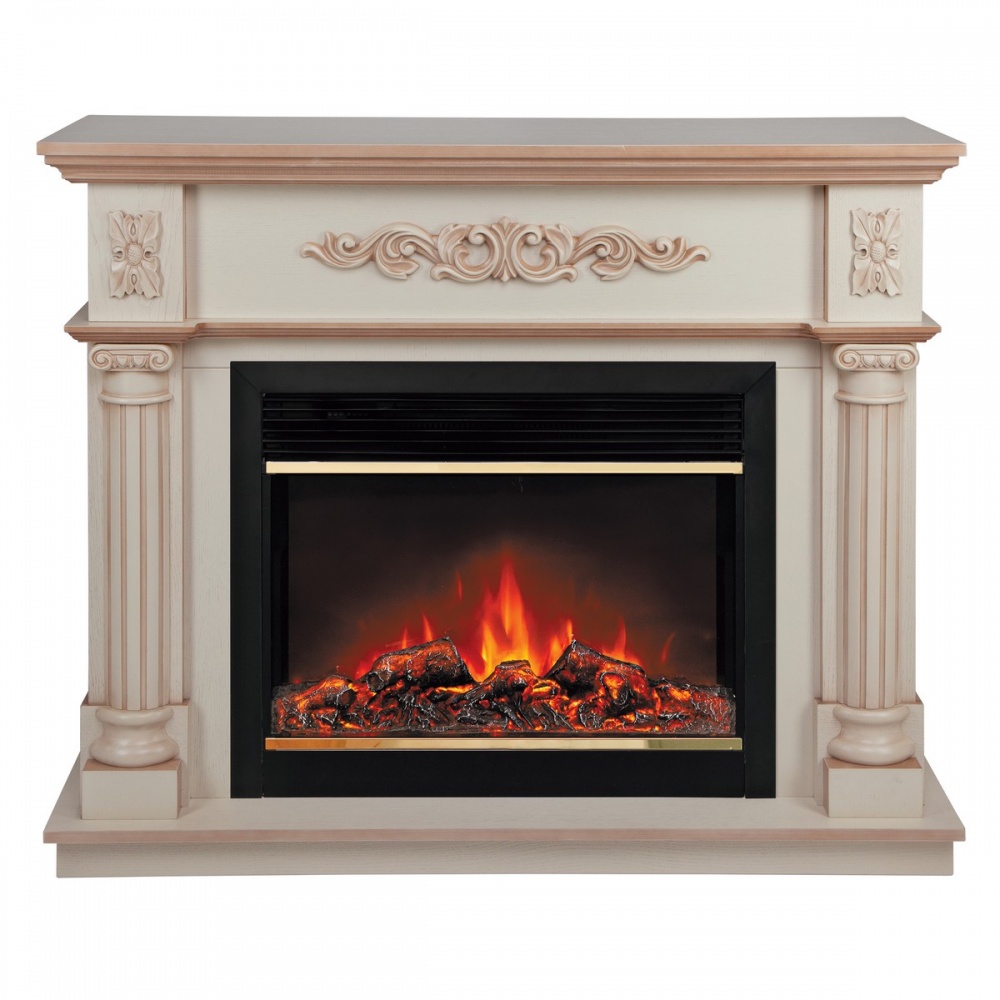 Электрокамин RealFlame  Silvia 26 WT-619B с очагом Moonblaze Deluxe Brass