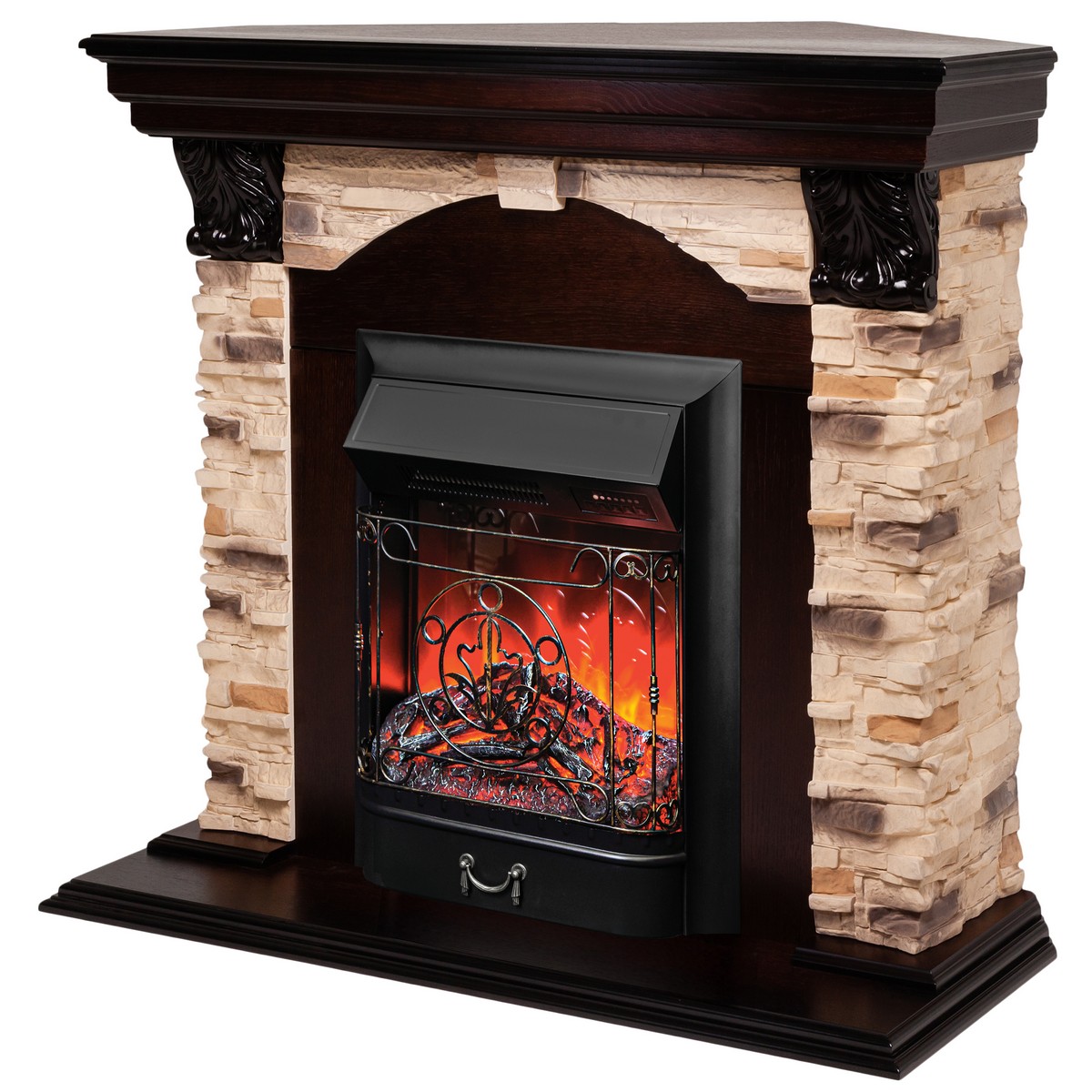 Электрокамин RealFlame  Dublin Corner Rock AO с очагом Majestic Lux Black RC