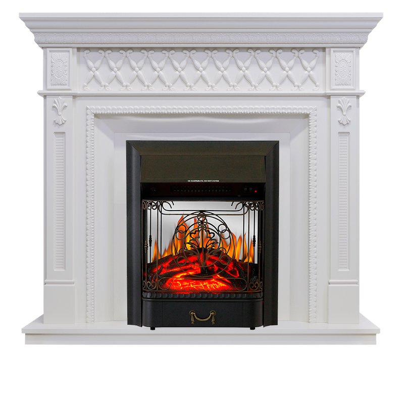 Каминокомплект Royal Flame  Alexandria - Белый дуб с очагом Majestic FX M Black
