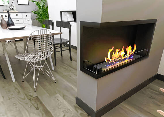 Встраиваемый биокамин Zefire Contour угловой 900 левый (Estetic Flame)