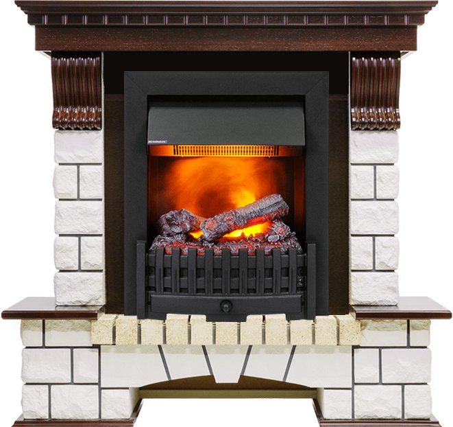 Каминокомплект Dimplex Pierre Luxe угловой - Темный дуб / Белый (Высота 1020мм) с очагом Danville Black FB2