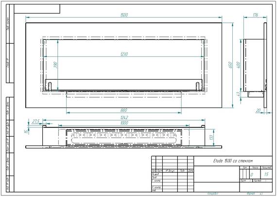 Биокамин Estetic Flame Etude 1500 со стеклом