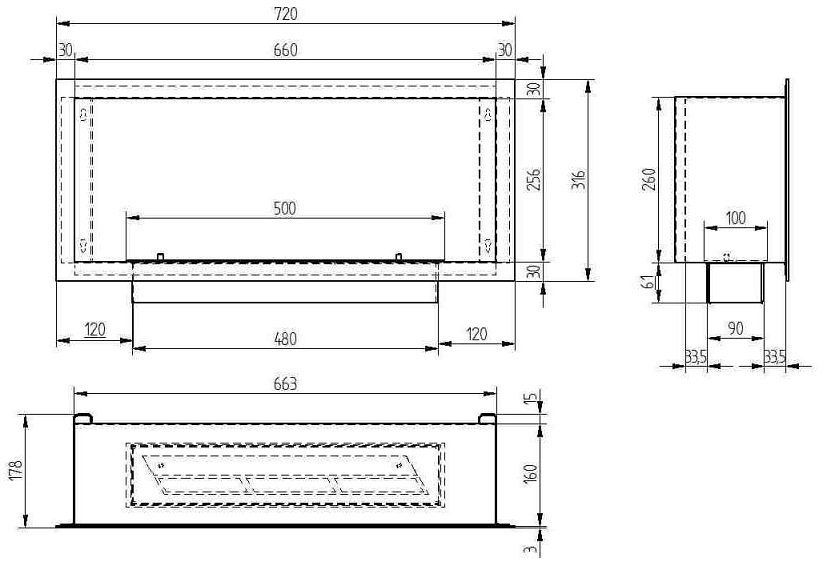 Биокамин Zefire Flagman 700 шлифованный