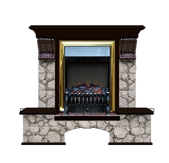 Каминокомплект Glenrich Бостон К Карелия (Fobos brass)