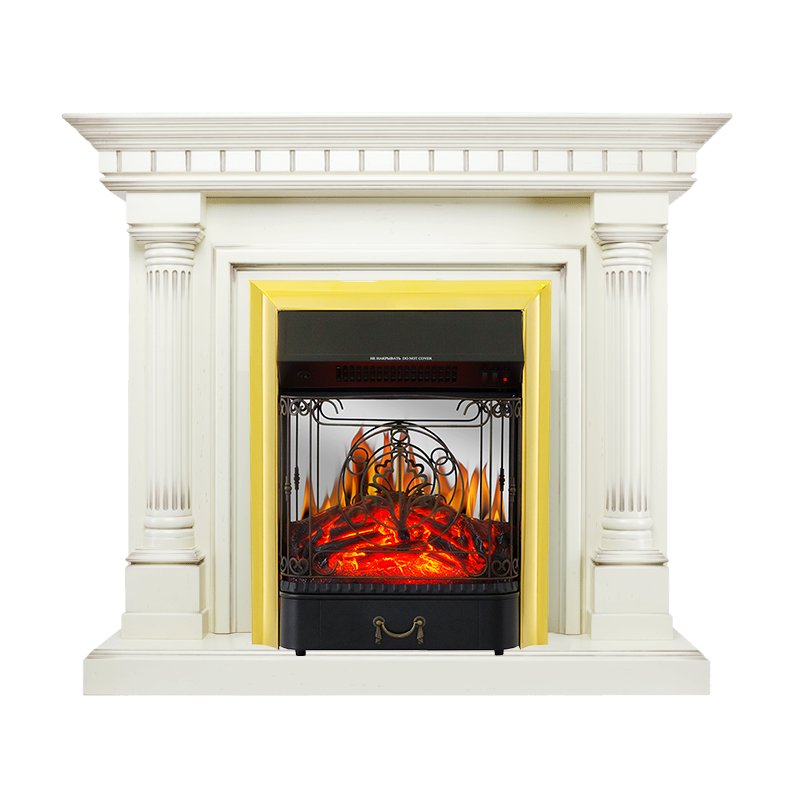Каминокомплект Royal Flame  Dallas - Слоновая кость с патиной с очагом Majestic FX M Brass