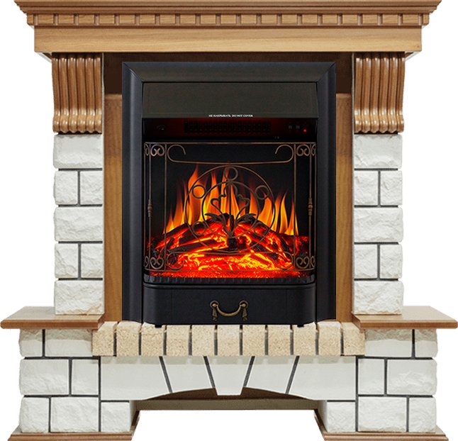 Каминокомплект Royal Flame  Pierre Luxe - Дуб / Белый с очагом Majestic FX Black