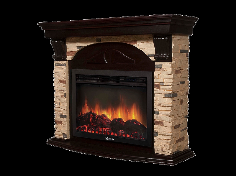 Портал Firelight Torre 30S камень сланец натуральный, шпон темный дуб