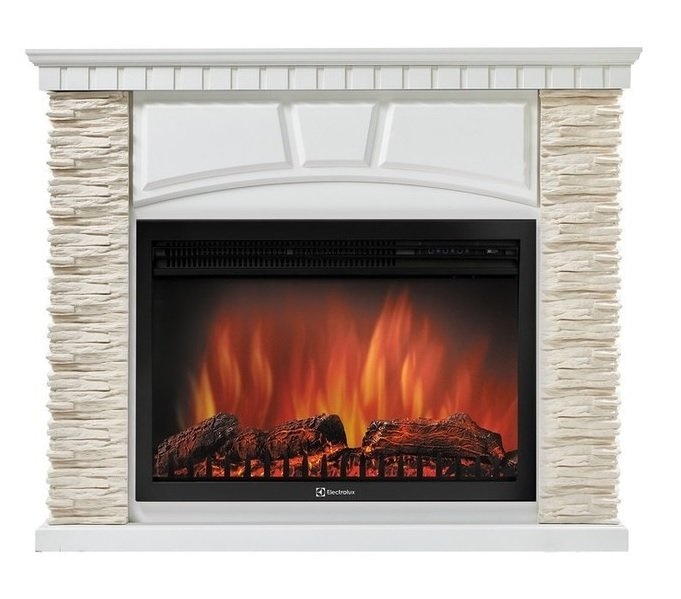 Каминокомплект Electrolux Porto 30 с очагом EFP/P-3020LS камень белый, шпон беленый дуб