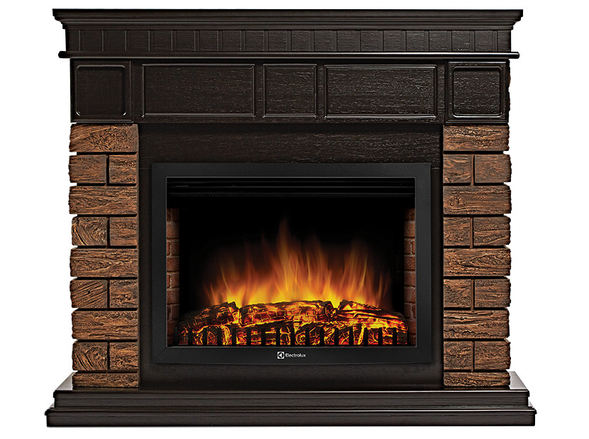 Портал Firelight Bricks Wood 25 камень темный, шпон венге