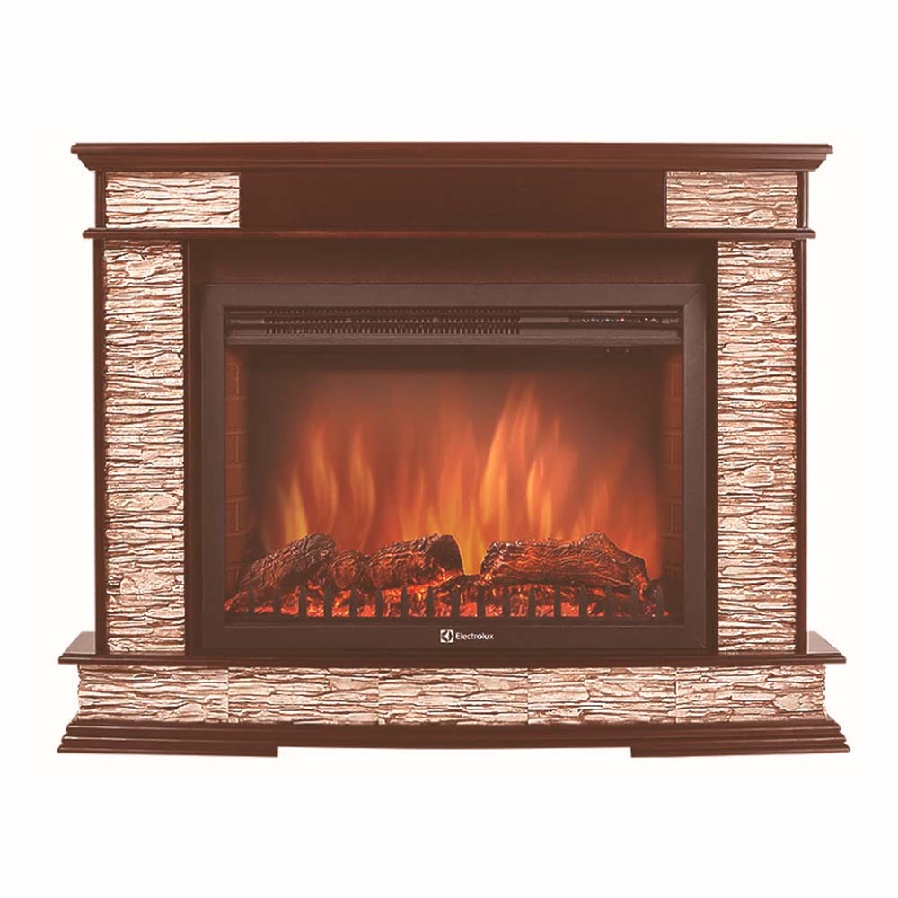 Каминокомплект Electrolux Scala 25 с очагом EFP/P-2520LS камень сланец скалистый бурый, шпон тёмный дуб