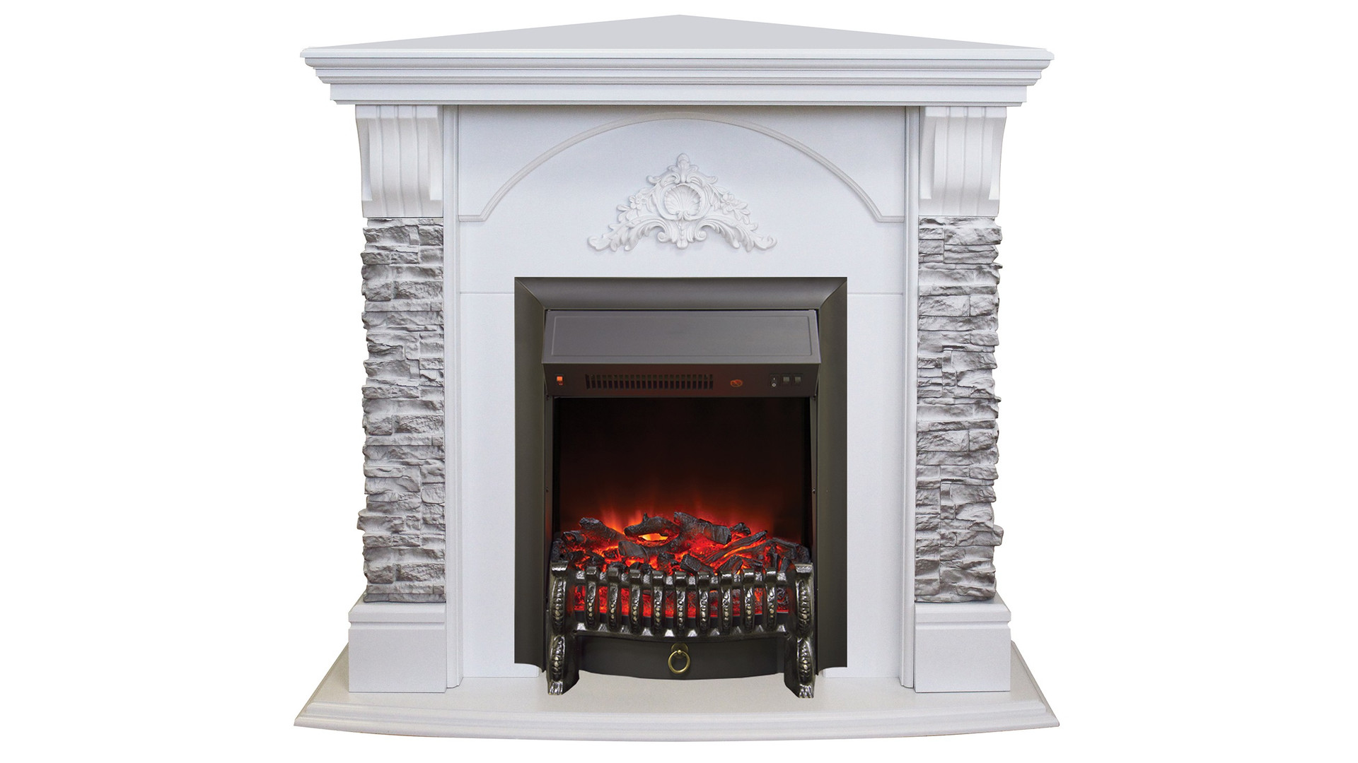 Электрокамин RealFlame  Athena Corner  WT GR с  Fobos Lux BL