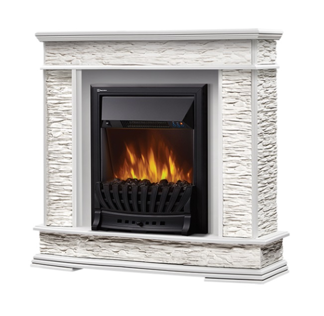Каминокомплект Electrolux Scala Classic с очагом Classic EFP/P-1020LS камень сланец скалистый белый, шпон беленый дуб