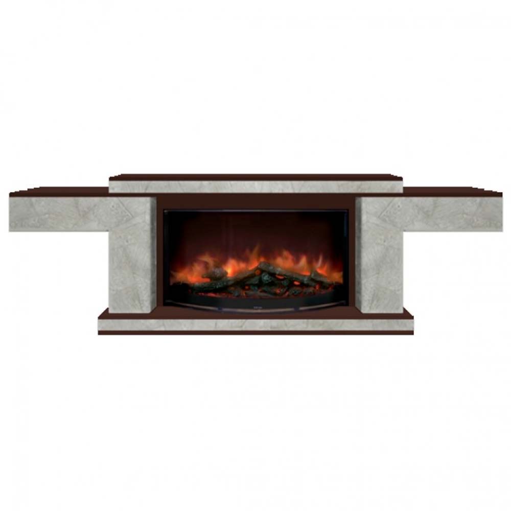 Каминокомплект Glenrich Тауэр Rondo S86 камень марсель, шпон красное дерево