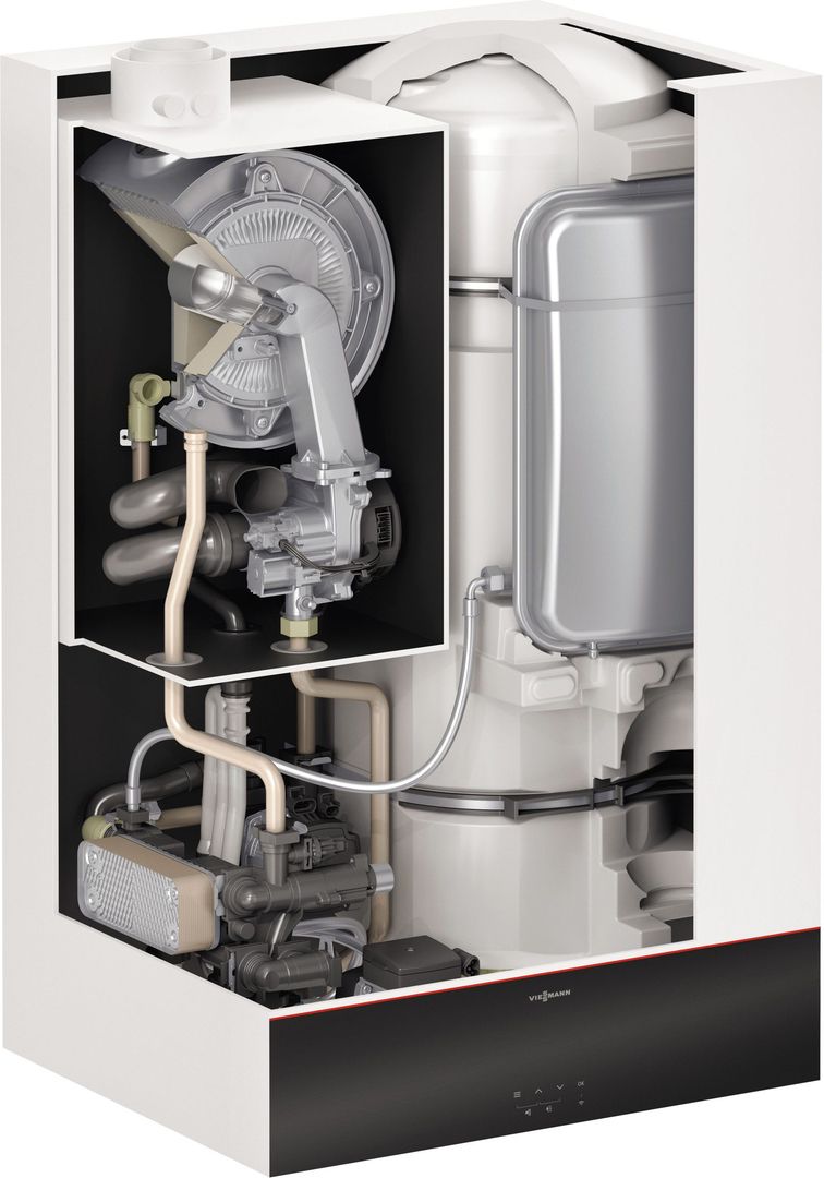 Настенный газовый котел 32 кВт Viessmann Vitodens 111-W 32 кВт со встроенным бойлером 46 л 7" дисплей (B1LF)
