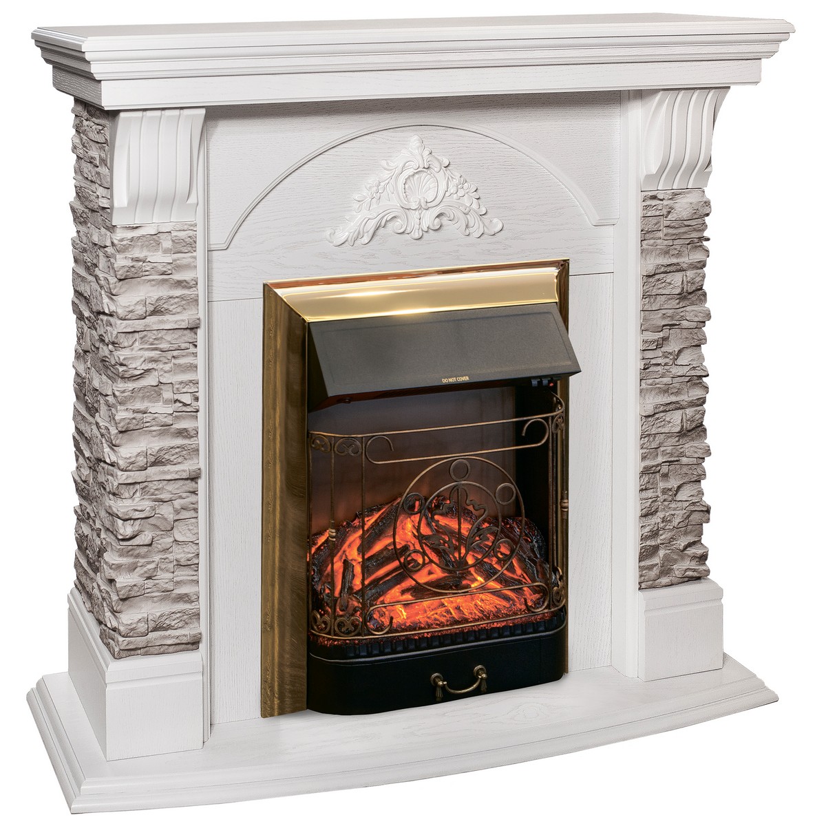 Электрокамин RealFlame  Athena GR WT с очагом Majestic Lux Brass