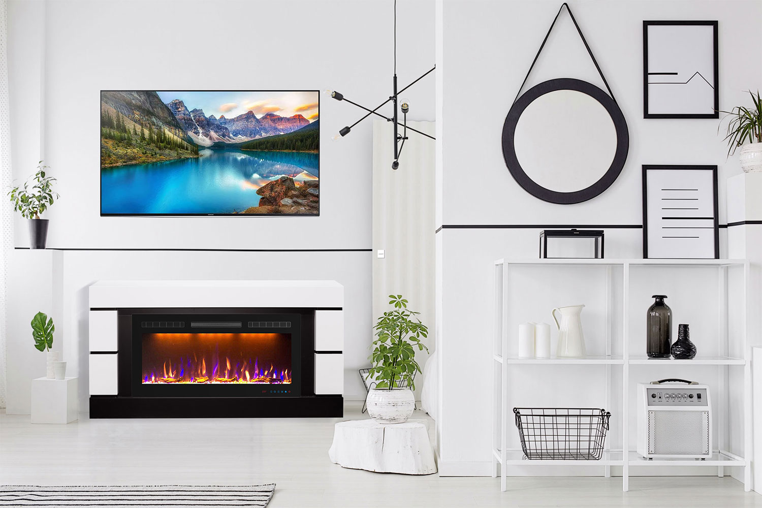 Каминокомплект Royal Flame  Modern - Белый с черным с очагом Vision 60 LED