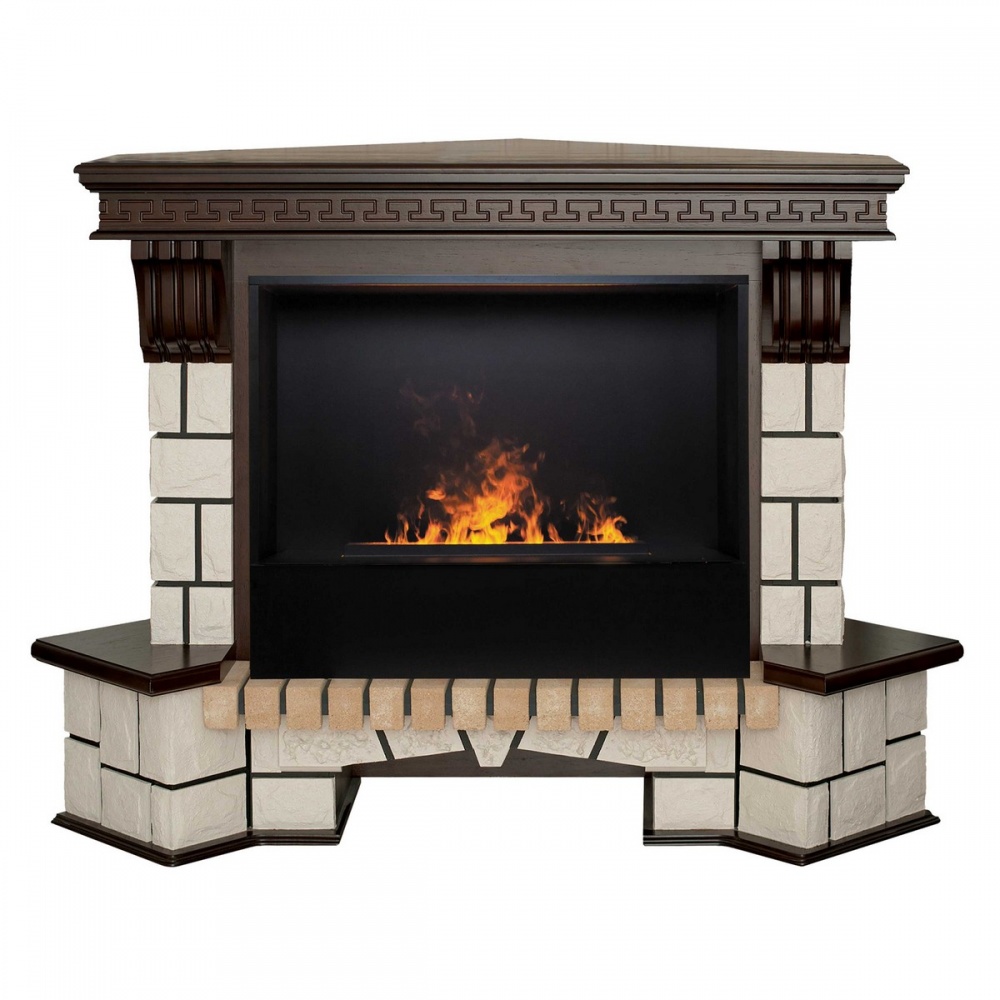 Электрокамин RealFlame  Stone Corner 26 AO с очагом 3D Cassette 630 Black Panel