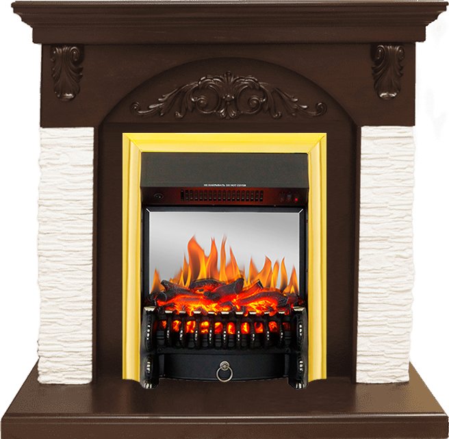 Каминокомплект Royal Flame  Bern Сланец мелкий белый / Темный дуб с очагом Fobos FX M Brass