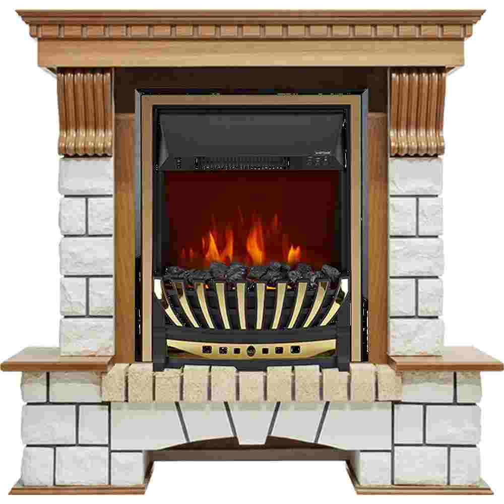 Каминокомплект Dimplex Pierre Luxe - Дуб / Белый с очагом Aspen Gold