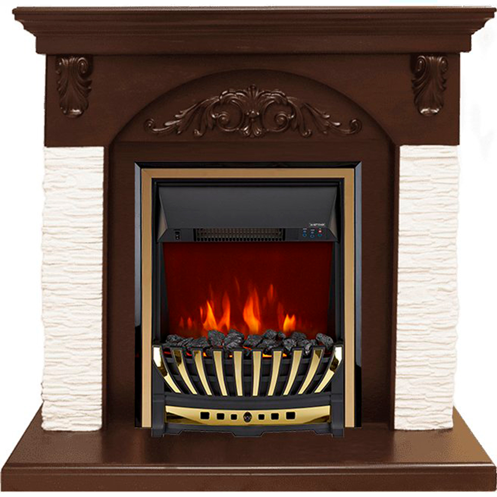 Каминокомплект Royal Flame  Bern Сланец мелкий белый / Темный дуб с очагом Aspen Gold