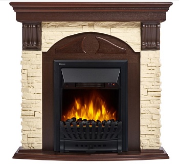Каминокомплект Electrolux Torre Classic с очагом Classic EFP/P-1020LS камень слоновая кость, шпон темный дуб