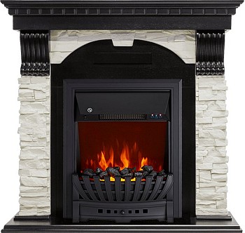 Каминокомплект Royal Flame  Dublin - Венге / Сланец белый с очагом Aspen Black