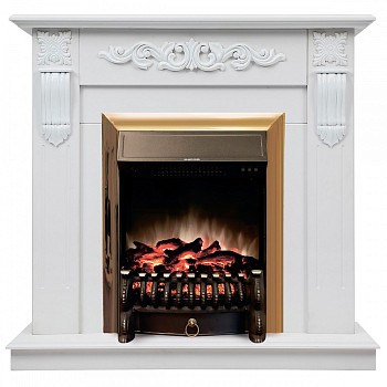 Электрокамин RealFlame Dominica WT с очагом Fobos Lux Brass