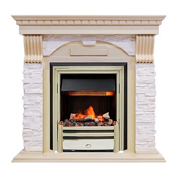 Каминокомплект Dimplex Dublin - Слоновая кость с патиной / Сланец крем с очагом Cavendish