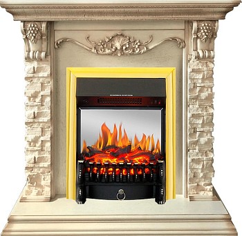 Каминокомплект Royal Flame  Adriana - Cлоновая кость с очагом Fobos FX M Brass