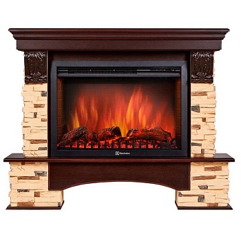 Каминокомплект Electrolux Pietra 26/30S с очагом EFP/P-3020LS камень сланец натуральный, шпон темный дуб