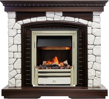 Каминокомплект Dimplex Glasgow - Темный дуб / Белый с очагом Cavendish