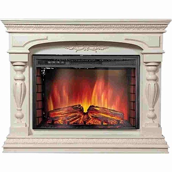 Каминокомплект Electrolux Perfetto 26/30 с очагом EFP/P-2620RLS шпон беленый дуб с платиновой патиной