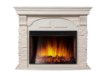 Каминокомплект Electrolux Torre 26 Sphere с очагом EFP/P-2620RLS камень белый, шпон белёный дуб