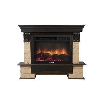 Каминокомплект Electrolux Forte 26/30S с очагом EFP/P-2620RLS камень бежевый, шпон темный дуб