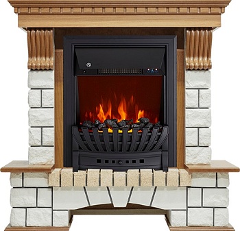 Каминокомплект Royal Flame  Pierre Luxe - Дуб / Белый с очагом Aspen Black