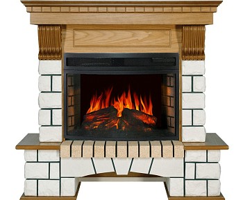 Каминокомплект Royal Flame  Pierre Luxe - Белый / Дуб с очагом Dioramic 25 LED FX