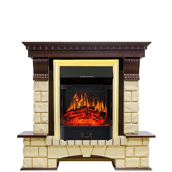 Каминокомплект Royal Flame  Pierre Luxe - Темный дуб / Шампань с очагом Majestic FX Brass