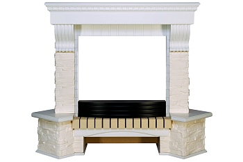 Портал Royal Flame  Pierre Luxe угловой - Белый / Сланец белый