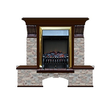 Каминокомплект Glenrich Бостон К Грот цветной (Fobos brass) дуб