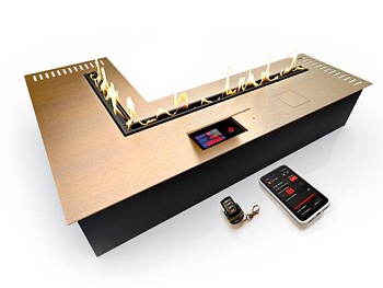 Автоматический биокамин ZeFire М 1000x1400 угловой латунный с ДУ