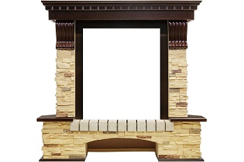 Портал Royal Flame  Pierre Luxe угловой - Темный дуб / Сланец