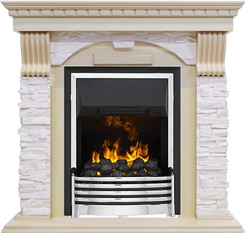Каминокомплект Dimplex Dublin - Слоновая кость с патиной / Сланец крем с очагом Flagstaff
