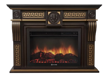 Каминокомплект Electrolux Vittoriano 26/30 с очагом EFP/P-2620RLS темный дуб с золотой патиной
