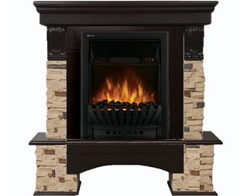 Каминокомплект угловой Electrolux Pietra Classic U с очагом Classic EFP/P-1020LS камень сланец, шпон темный дуб