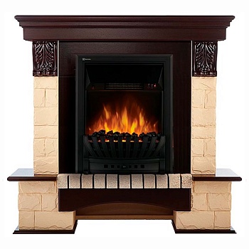 Каминокомплект Electrolux Forte Classic с очагом Classic EFP/P-1020LS камень бежевый, шпон темный дуб