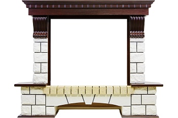 Портал Royal Flame  Pierre Luxe угловой - Темный дуб / Белый (Высота 1045мм)